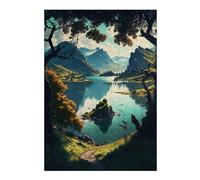 38x26cm/1000pcs Jigsaw Puzzle for Adults Peaceful Lake Puzzle for Adults Family Game Difficult Challenge Parent-child Interaction 38x26cm/1000pcs