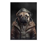 38x26cm/1000pcs Jigsaw Puzzle for Adults Pug Dog Portrait Puzzle for Adults Family Game Difficult Challenge Parent-child Interaction 38x26cm/1000pcs