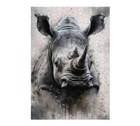 38x26cm/1000pcs Jigsaw Puzzle for Adults Rhinoceros Black Ink Adult Jigsaw Puzzle Toy Wall Decor Staycation Kill Time Parent-child Interaction 38x26cm/1000pcs