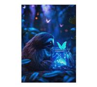 38x26cm/1000pcs Jigsaw Puzzle for Adults Sloth with Butterfly Puzzle for Adults Family Game Difficult Challenge Parent-child Interaction 38x26cm/1000pcs