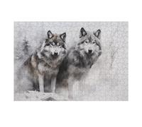 38x26cm/1000pcs Jigsaw Puzzle for Adults Wolf Pair in Winter Landscape Puzzle for Adults Fun Games Staycation Kill Time Birthday And Unique Gifts 38x26cm/1000pcs