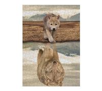 38x26cm/1000pcs Jigsaw Puzzle for Adults Wolf Pup Reflection Adult Puzzles Family Game Pattern Assembly Unique Gifts for Birthday And Christmas 38x26cm/1000pcs