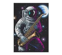 38x26cm/1000pcs Jigsaw Puzzle for Teenagerss Astronaut Playing Saxophone in Space -2 Puzzles for Adults Family Game Home Decoration Fun Activities at Home 38x26cm/1000pcs