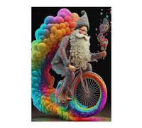 38x26cm/1000pcs Jigsaw Puzzle for Teenagerss Colorful Fantasy Jester on A Bicycle Puzzles for Adults Family Game For Family Fun Christmas Birthday Gifts 38x26cm/1000pcs
