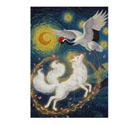 38x26cm/1000pcs Jigsaw Puzzle for Teenagerss Crane, Fox, And Starry Night Adult Jigsaw Hands-on Game Analysis And Logic Christmas Birthday Gifts 38x26cm/1000pcs