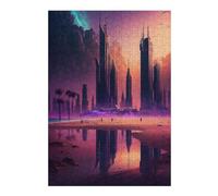 38x26cm/1000pcs Jigsaw Puzzle for Teenagerss Dystopian Beachfront Metropolis Jigsaws for Adults Family Games Hand Speed Race Fun Activities at Home 38x26cm/1000pcs