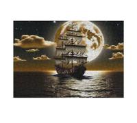 38x26cm/1000pcs Jigsaw Puzzle for Teenagerss Full Moon Sailing Adventure -2 Jigsaws for Adults Fun Games Birthday Present Unique Birthday And Xmas Gifts 38x26cm/1000pcs
