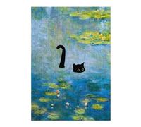 38x26cm/1000pcs Jigsaw Puzzle for Teenagerss Monet Cat Waterlily Jigsaw Puzzle Toy Wall Decor Analysis And Logic Fun at Home Activities, 38x26cm/1000pcs