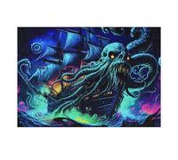 38x26cm/1000pcs Jigsaw Puzzle for Teenagerss Octopus Attacking Ship in Dark Ocean Jigsaws for Adults Fun Games Birthday Present Unique Birthday And Xmas Gifts 38x26cm/1000pcs