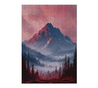 38x26cm/1000pcs Jigsaw Puzzle for Teenagerss Red Mountain Misty Forest Puzzle for Adults Fun Games Enhance Memory Fun at Home Activities, 38x26cm/1000pcs