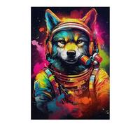 38x26cm/1000pcs Jigsaw Puzzle for Teenagerss Space Wolf Astronaut Art Print-3 Puzzle for Adults Fun Games Enhance Memory Fun at Home Activities, 38x26cm/1000pcs