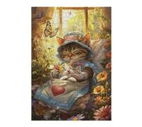38x26cm/1000pcs Jigsaw Puzzle for Teenagerss Whiskered Dreams A Cozy Cat Nap Puzzle for Adults Fun Games Enhance Memory Fun at Home Activities, 38x26cm/1000pcs