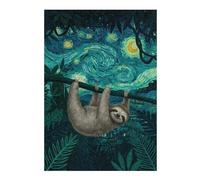 38x26cm/1000pcs Jigsaw Puzzle Sloth in Starry Night Jungle Adult Jigsaw Puzzle Relaxing Games Enhance Memory Unique Birthday And Xmas Gifts 38x26cm/1000pcs