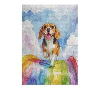 38x26cm/1000pcs Jigsaw Puzzles- Beagle Rainbow Bridge Jigsaws for Adults Brain Teaser Game Precision Cutting Deal As Gifts for The Whole Family 38x26cm/1000pcs