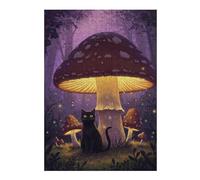 38x26cm/1000pcs Jigsaw Puzzles- Black Cat Under A Mushroom Jigsaws for Adults Family Games Improve Memory Deal As Gifts for The Whole Family 38x26cm/1000pcs