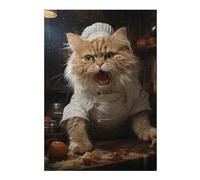 38x26cm/1000pcs Jigsaw Puzzles for Adults Angry Chef Cat Cooking Adult Puzzles Brain Teaser Game Precision Cutting Difficult And Challenge 38x26cm/1000pcs