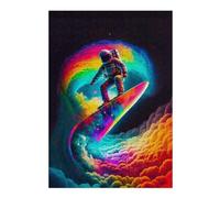 38x26cm/1000pcs Jigsaw Puzzles for Adults Astronaut Surfing Rainbow Wave -4 Puzzle for Adults Relax Games Hand Speed Race Difficult And Challenge 38x26cm/1000pcs