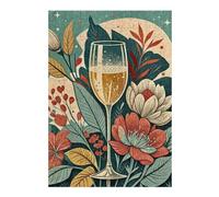 38x26cm/1000pcs Jigsaw Puzzles for Adults Champagne Floral Illustration Puzzle for Adults Relax Games Hand Speed Race Difficult And Challenge 38x26cm/1000pcs