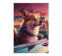 38x26cm/1000pcs Jigsaw Puzzles for Adults Corgi Sunset Lowrider Car Puzzle for Adults Relax Games Hand Speed Race Difficult And Challenge 38x26cm/1000pcs