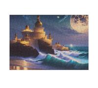 38x26cm/1000pcs Jigsaw Puzzles for Adults Enchanted Coastal Palace Under Moonlight Teenagers Puzzles Hands-on Game Improve Memory Parent-child Interaction 38x26cm/1000pcs