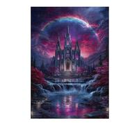 38x26cm/1000pcs Jigsaw Puzzles for Adults Fantasy Castle with Waterfall And Rainbow Teenagers Puzzles DIY Toys Precision Cutting Parent-child Interaction 38x26cm/1000pcs