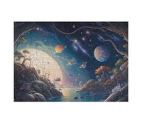 38x26cm/1000pcs Jigsaw Puzzles for Adults Fantasy Forest with Celestial Bodies Teenagers Puzzles Hands-on Game Improve Memory Parent-child Interaction 38x26cm/1000pcs