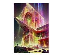 38x26cm/1000pcs Jigsaw Puzzles for Adults Futuristic Alien Cityscape Teenagers Puzzles Relaxing Games Stress Reliever Parent-child Interaction 38x26cm/1000pcs