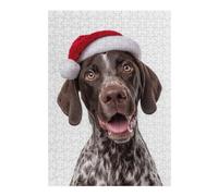 38x26cm/1000pcs Jigsaw Puzzles for Adults German Shorthaired Pointer Dog with Santa Hat Adult Jigsaw Puzzle Hands-on Game Enhance Memory Birthday And Unique Gifts 38x26cm/1000pcs