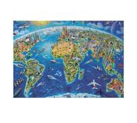 38x26cm/1000pcs Jigsaw Puzzles for Adults Global Landmarks And Wildlife Map Jigsaw for Adults Family Games Presents for Women Parent-child Interaction 38x26cm/1000pcs