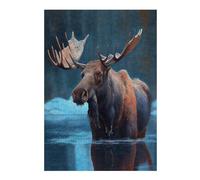 38x26cm/1000pcs Jigsaw Puzzles for Adults Jigsaw Arctic Moose Oil Paint Puzzles for Adults Brain Teaser Game Wall Art Christmas Birthday Gifts 38x26cm/1000pcs