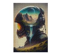 38x26cm/1000pcs Jigsaw Puzzles for Adults Jigsaw Astronaut's Helmet Landscape Adult Puzzles Relaxing Games A Work of Art Fun at Home Activities, 38x26cm/1000pcs