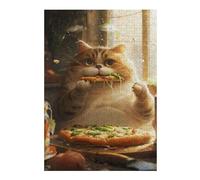38x26cm/1000pcs Jigsaw Puzzles for Adults Jigsaw Chubby Pizza Cat Adult Puzzles Relaxing Games A Work of Art Fun at Home Activities, 38x26cm/1000pcs
