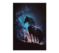 38x26cm/1000pcs Jigsaw Puzzles for Adults Jigsaw Galactic Horse Silhouette Puzzle for Adults Toy Wall Decor Difficult Challenge Christmas Birthday Gifts 38x26cm/1000pcs