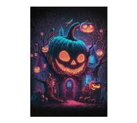 38x26cm/1000pcs Jigsaw Puzzles for Adults Jigsaw Halloween Pumpkin House Puzzle for Adults Toy Wall Decor Difficult Challenge Christmas Birthday Gifts 38x26cm/1000pcs