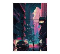 38x26cm/1000pcs Jigsaw Puzzles for Adults Jigsaw Neon Cityscape Future Urban Dreamscape Puzzle for Adults Toy Wall Decor Difficult Challenge Christmas Birthday Gifts 38x26cm/1000pcs