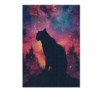 38x26cm/1000pcs Jigsaw Puzzles for Adults Jigsaw Panther Silhouette Galaxy Puzzles for Adults DIY Toys Improve Memory Christmas Birthday Gifts 38x26cm/1000pcs