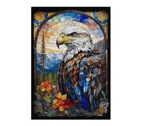 38x26cm/1000pcs Jigsaw Puzzles for Adults Jigsaw The Eagle Stained Glass Pa Puzzles for Adults Brain Teaser Game Wall Art Christmas Birthday Gifts 38x26cm/1000pcs