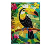 38x26cm/1000pcs Jigsaw Puzzles for Adults Jigsaw Toucan in Stained Glass Tropical Paradise Jigsaw for Adults Family Game But Fun And Humorous Fun Activities at Home 38x26cm/1000pcs