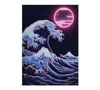 38x26cm/1000pcs Jigsaw Puzzles for Adults Naon Japan Wave in Moon Puzzles for Adults Hands-on Game Perfect Decoration Unique Gifts for Birthday And Christmas 38x26cm/1000pcs