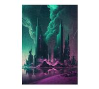 38x26cm/1000pcs Jigsaw Puzzles for Adults Neon Cityscape Future Metropolis -2 Teenagers Puzzles DIY Toys Precision Cutting Parent-child Interaction 38x26cm/1000pcs