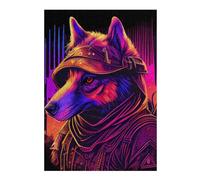 38x26cm/1000pcs Jigsaw Puzzles for Adults Neon Wolf Portrait Teenagers Puzzles Hands-on Game Improve Memory Parent-child Interaction 38x26cm/1000pcs