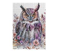 38x26cm/1000pcs Jigsaw Puzzles for Adults Owl Combine Flowers Puzzle for Adults Brain Teaser Game Presents for Women Parent-child Interaction 38x26cm/1000pcs