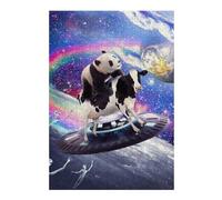 38x26cm/1000pcs Jigsaw Puzzles for Adults Panda Riding Cow on UFO Puzzle for Adults Relax Games Hand Speed Race Difficult And Challenge 38x26cm/1000pcs