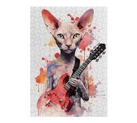 38x26cm/1000pcs Jigsaw Puzzles for Adults Peterbald Cat Playing Adult Puzzles Brain Teaser Game Precision Cutting Difficult And Challenge 38x26cm/1000pcs