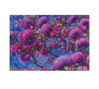 38x26cm/1000pcs Jigsaw Puzzles for Adults Purple Flowers on Blue Background Puzzles for Adults DIY Toys Home Decoration Difficult And Challenge 38x26cm/1000pcs