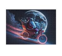 38x26cm/1000pcs Jigsaw Puzzles for Adults Santa Claus on A Motorcycle Under The Moonlight Jigsaw for Adults Family Games Presents for Women Parent-child Interaction 38x26cm/1000pcs