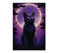 38x26cm/1000pcs Jigsaw Puzzles for Adults Siluet Cat Moonlight Puzzle for Adults Brain Teaser Game Presents for Women Parent-child Interaction 38x26cm/1000pcs