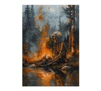38x26cm/1000pcs Jigsaw Puzzles for Adults Skeleton by The Fire Puzzle for Adults Brain Teaser Game Presents for Women Parent-child Interaction 38x26cm/1000pcs