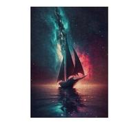 38x26cm/1000pcs Jigsaw Puzzles for Adults Space Sailing Boat Galaxy Puzzle for Adults Brain Teaser Game Presents for Women Parent-child Interaction 38x26cm/1000pcs