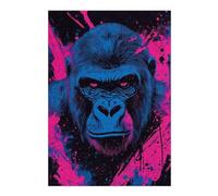 38x26cm/1000pcs Jigsaw Puzzles for Adults Teenagerss Blue Gorilla with Pink Splatter Art Jigsaws for Adults Toy Wall Decor Pattern Assembly Difficult And Challenge 38x26cm/1000pcs